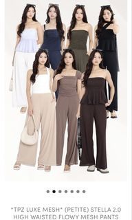 TPZ Luxe Mesh Petite Stella 2.0 High Waisted Flowy Pants Black - L