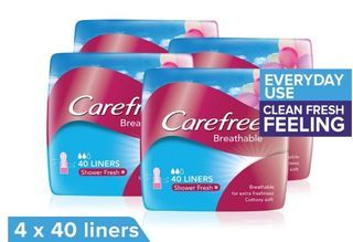 [Bundle of 4] Carefree Breathable Scented Shower Fresh Panty Liners 40pcs