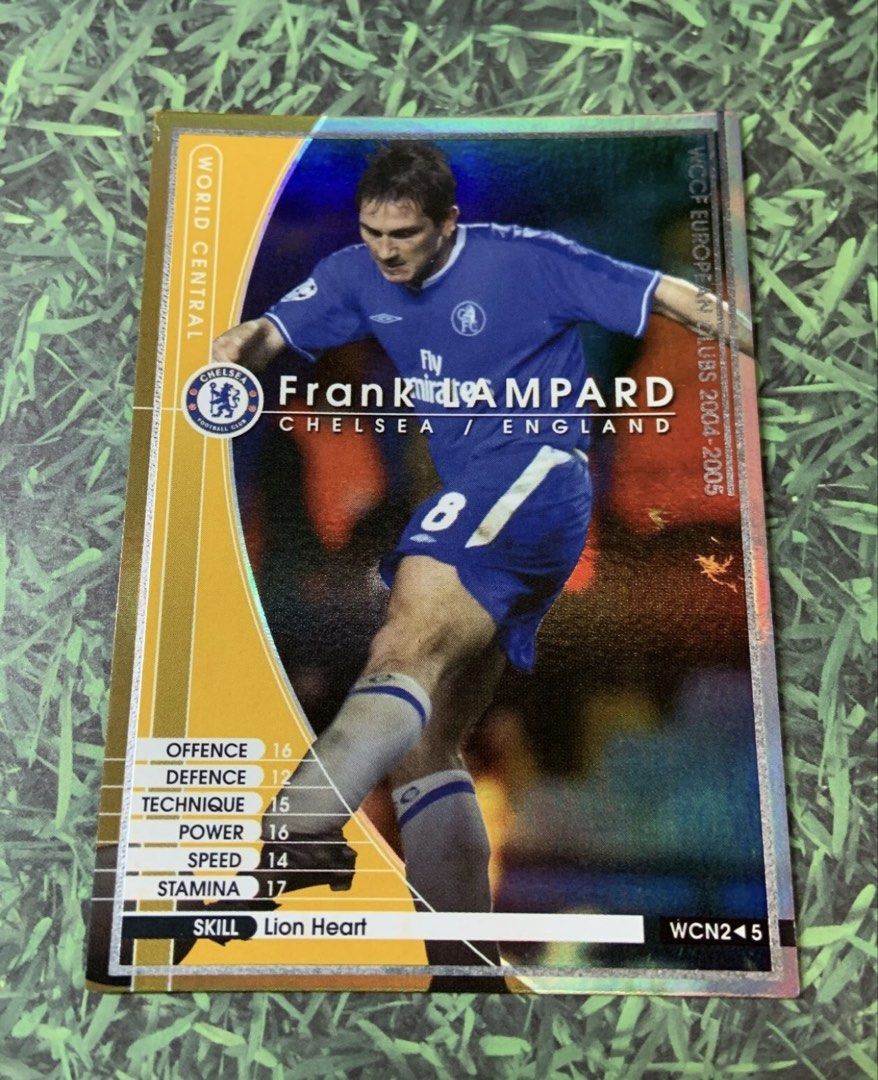 Chelsea Panini WCCF World Central WCN 2/5 Card Soccer Football 2004-2005 Frank Lampard Refractor World Class Central Midfield (Category: Raw Cards) located in Singapore. Submitted by symbiotecollectibles (Listing ID 1458737946, Image 1). Description: Very rare card of Frank Lampard from the year 2004-2005 Do enquire more for WCCF cards..