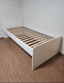 IKEA SLAKT White Single Bed Frame with Slatted Base