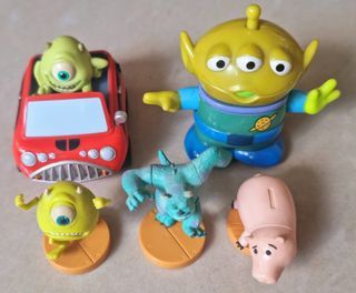 Pixar Bundle! Monsters Inc. & Toy Story Mini Figures (Mike, Sulley, Hamm & Alien)【皮克斯经典打包】怪兽电力公司（大眼仔/毛怪/小车）与 玩具总动员（三眼怪/火腿）摆件手办