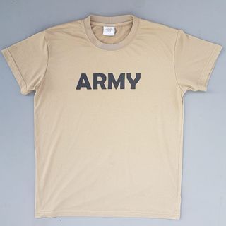 Retro ARMY Round Neck T-Shirt, Khaki Top, MEDIUM Dry Fit Model, Running Tee, Utility Shirt, Cosmopolitan, Combat, Physical Training, Gym, Workout, Hiking, Trekking, Roadster, Iron Man, Pop Culture, Cult Street Fashion, Summer Holidays, Streetwise