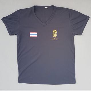 Retro ROYAL THAI ARMY V-Neck T-Shirt, Black Top, MEDIUM Dry Fit Model, Thai Flag, Running Tee, Utility Shirt, Cosmopolitan, Combat, Physical Training, Gym, Workout, Roadster, Iron Man, Jungle Survival, Hiking, Trekking, Cult Street Fashion, Streetwise