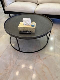 Round Metal Coffee Table with Black Frame