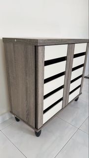 Self collection: Wooden Cabinet with White Doors and Shelves