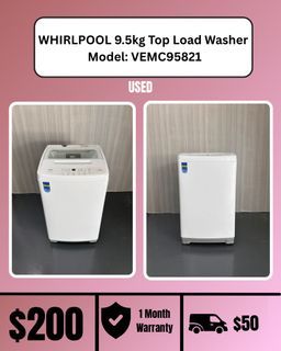 USED  WHIRLPOOL 9.5kg Top Load Washer  Model: VEMC95821