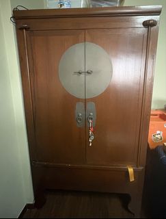 Vintage Wooden Cabinet with Brass Hardware