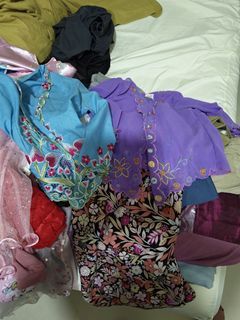 Blue and Purple Peranakan Traditional Tops with Embroidery