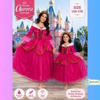 [Size 140-170] PDR025AUR Princess Aurora Costume Dress Sleeping Beauty Princess Cosplay Dress | Birthday Party | Halloween | Stage Performance | Fancy Dress