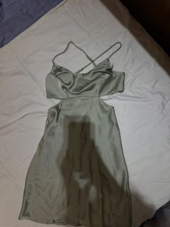 Sage Green Cut-Out Slip Dress