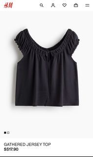 Cute ribbon blouse H&M gathered jersey top
