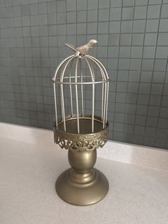 Gold vintage birdcage and stand / wedding decor