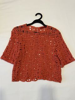 Max & Co Crochet top in burnt orange