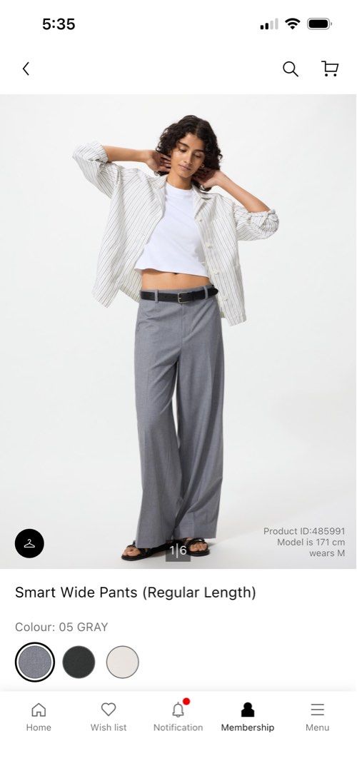 Uniqlo Smart Wide Pants (Grey) (Category: Jeans & Leggings) located in Singapore. Submitted by rachhh_ten (Listing ID 1454277064, Image 1). Description: BNWT. Tagged size XS! NO TRADES NO NEGO NM+$2.80.