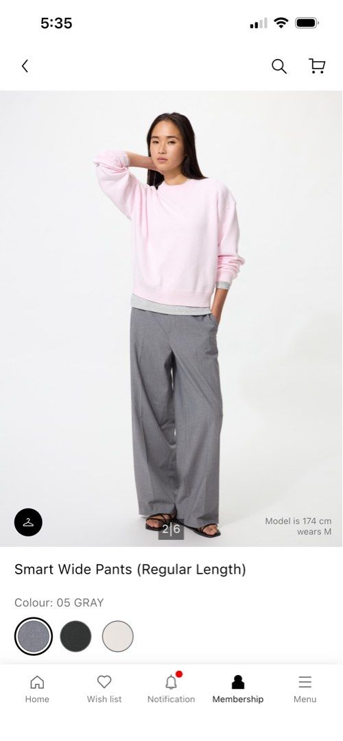 Uniqlo Smart Wide Pants (Grey) (Category: Jeans & Leggings) located in Singapore. Submitted by rachhh_ten (Listing ID 1454277064, Image 2). Description: BNWT. Tagged size XS! NO TRADES NO NEGO NM+$2.80.