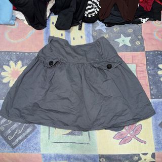 Dark grey elastic paperbag mini skirt