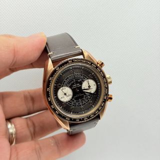 Pre Owned 03/2022 Omega Speedmaster Chronoscope Brown Dial Leather Strap Bronze Gold 329.92.43.51.10.001