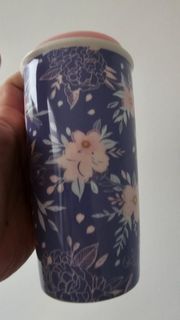 Starbucks Floral Mug with Pink Lid
