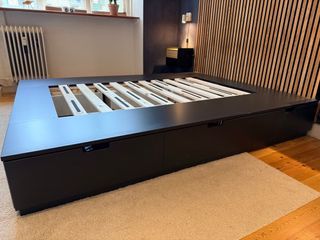 Black Platform Bed Frame with Storage Drawers