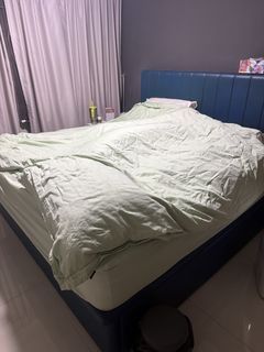 Blue Upholstered Storage Bed Frame
