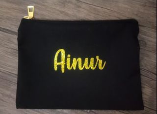 CHILDRENS DAY GIFT POUCH NAME GLITTER GOLD BRIDESMAID GIFT  GIRL WEDDING SOUVENIR FAREWELL GIFT