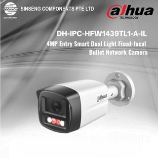 Dahua 4MP Audio Bullet Smart Dual Light Fixed-focal Network Camera (2.8mm) | DH-IPC-HFW1439TL1-A-IL