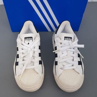 Original Adidas Superstar MILLENCON Shoes, Cool White & Black Leather Sneakers, US 5, UK 3.5, EUR 36, Signature White Shell Toe, Chunky Trainers, Cosmopolitan, High-Performance, Active Lifestyle, Urban Style, Pop Culture, Everyday Fashion, Streetwise