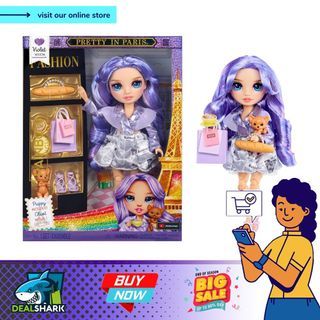 Rainbow High Pretty in Paris Violet Willow Fashion Doll 28 cm Purple with Puppies Handbag and Accessories for Playing, Movable, Collectable, for Children from 4 to 12+ Years