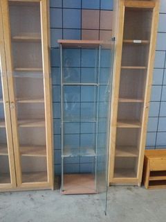 URGENT SALE: Glass Display Cabinet with Wooden Accents