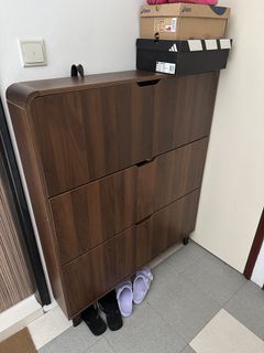 Wooden Shoe Cabinet with 3 Flip Drawers