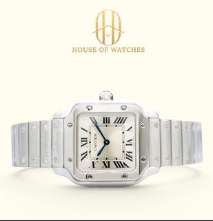 Brand New July 2026 Cartier Santos De Cartier Silver Sunray Small Model WSSA0082 Santos Silver