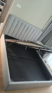 Grey Fabric Bed Frame with Storage