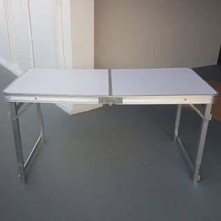 Portable Aluminum Foldable Table, Compact, Suitcase Shaped, Integrated Carrying Handle, Light-weight Frame, Adjustable Height, Mobile Furniture, Cosmopolitan, Multi-Purpose Table, Sophistication, Easy Fold-Up & Storage, Anytime, Anywhere