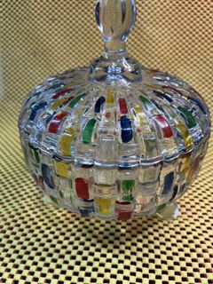 Rainbow Woven Glass Candy Jar