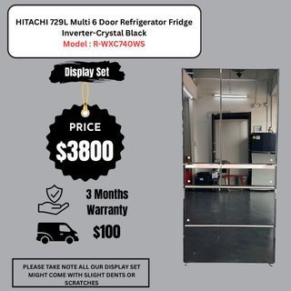 HITACHI 729L Multi 6 Door Refrigerator Fridge 3Tick , Inverter , Crystal Black Model : R-WXC740WS