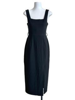 Blair Wears Black Puff-Sleeve Mermaid-Hem Midi Dress #crssale