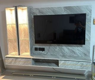 Marble Print Wall Mount TV Console