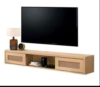 Promo left 2 each - 1.6m Free Wall mount Rattan Design Solid Particle Board TV Console