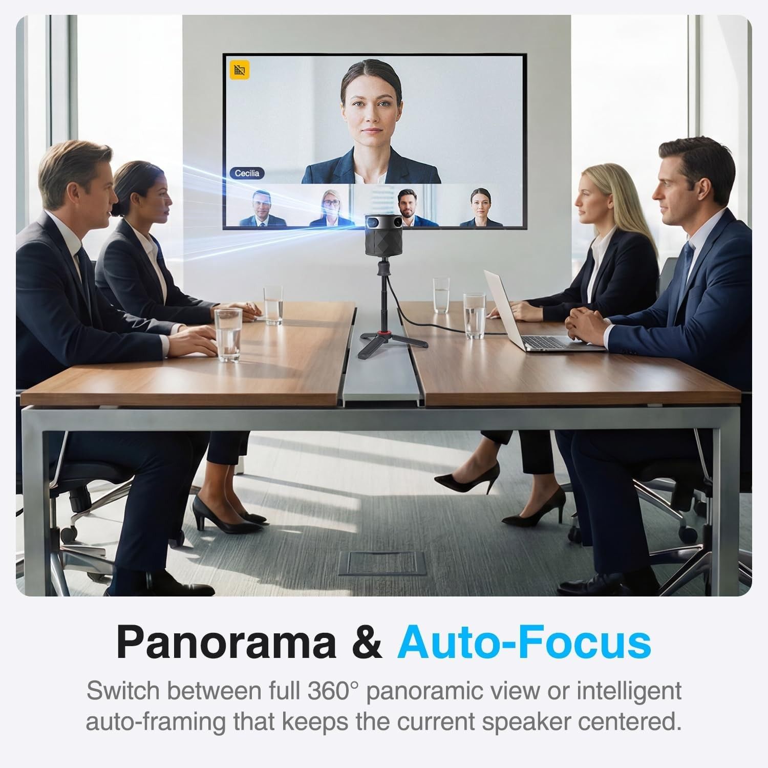 360 All-in-One Conference Camera - 360° Conference Camera for PC and Mac, with Speaker and Microphone, Automatic Speaker Recognition, 1080p Recording and Compatibility with Webex/Zoom/Teams (Category: Cameras) located in Singapore. Submitted by graciousmart (Listing ID 1459749219, Image 2). Description: [CES Innovation Award] Highly integrated 360° camera design: Four cameras, microphones and speakers are integrated at the chip level, reducing sy