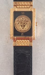 Authentic Vintage Versace Goldplated Leather Watch
