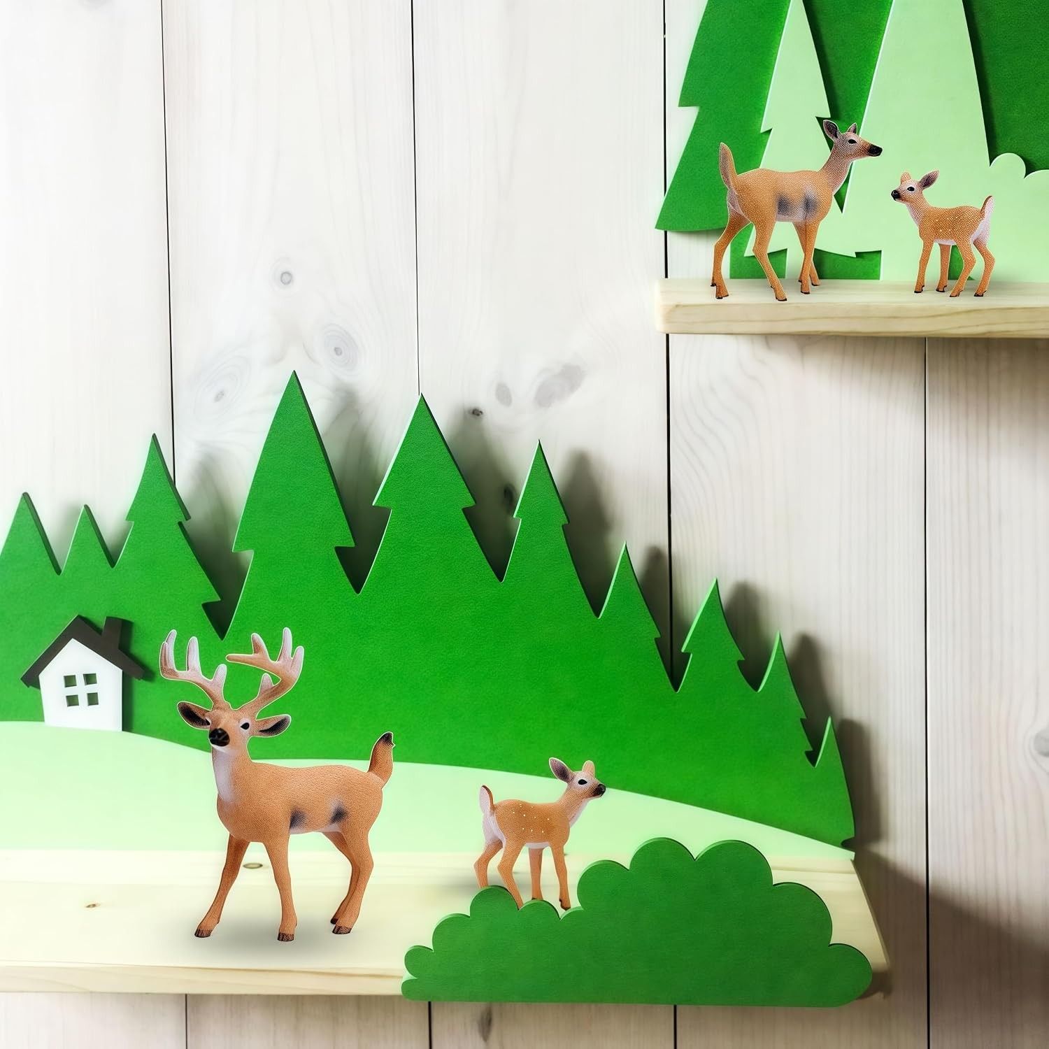Gemini& Genius Realistic Animal Figurines with Cub, Safari Animals Family Playset Figures, Educational Wildlife World Models, Cake Toppers Christmas Birthday Gift for Kids (Deers Family Set) (Category: Toy Figures) located in Singapore. Submitted by sg.auntiedeal (Listing ID 1459763465, Image 3). Description: 【Realistic Emulational Details】This safari animal figures set was made by hand painted with high realistically detailed appearance, cute fa