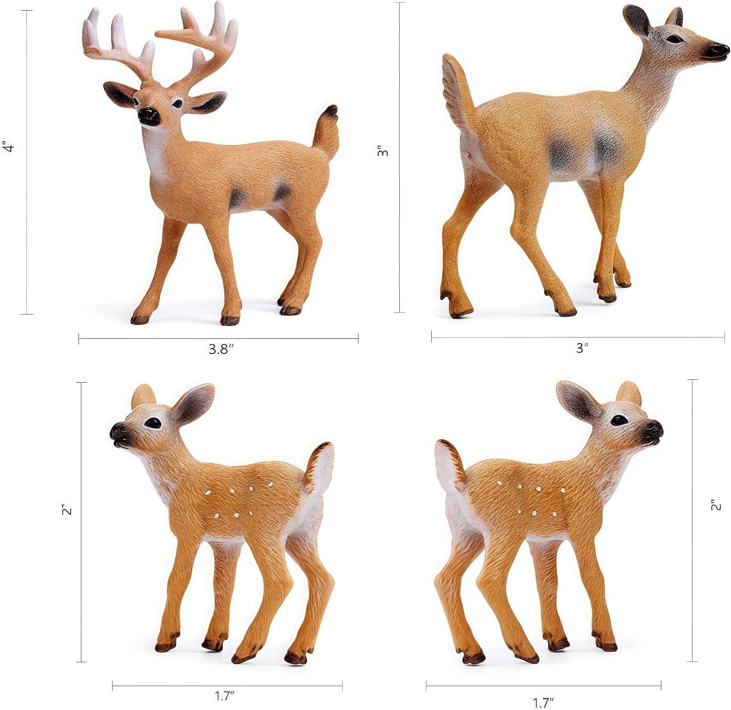 Gemini& Genius Realistic Animal Figurines with Cub, Safari Animals Family Playset Figures, Educational Wildlife World Models, Cake Toppers Christmas Birthday Gift for Kids (Deers Family Set) (Category: Toy Figures) located in Singapore. Submitted by sg.auntiedeal (Listing ID 1459763465, Image 2). Description: 【Realistic Emulational Details】This safari animal figures set was made by hand painted with high realistically detailed appearance, cute fa