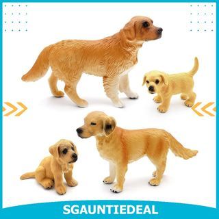 Gemini&Genius Animal Toys, Toy Dogs Golden Retriever Family Playset, Puppy Action Figures, Pet Doggy Models, Farm World Cake Toppers or Gifts for Kids