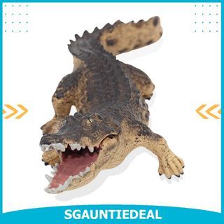 Gemini&Genius Crocodile Action Figures Wildlife World Safari Animals Figures Stocking Stuffers and Collectible Toys The Coolest Cake Toppers for Kids (Brown Crocodile)