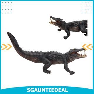 Gemini&Genius Crocodile Toys with Moveable Jaw, Wildlife World Aligator Safari Animals Figures Zoo Model Early Science Education and Collectible Toys The Coolest Cake Toppers for Kids