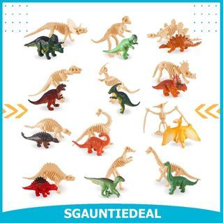 UPINS 24 pcs Dinosaur Skeleton Toy 3.5 Inch Assorted Dinosaur Figures and Dinosaur Fossil Skeletons with Storage Box Educational for Science Play Dino Sand Dig Party Favor Decorations