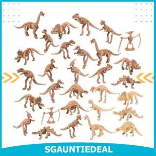 UPINS 30 Pack Dinosaur Fossil Skeletons 3.7 Inch Assorted Dinosaur Skeleton Toy Figures Dino Bones Educational Gift for Science Play Dino Sand Dig Party Favor Decorations