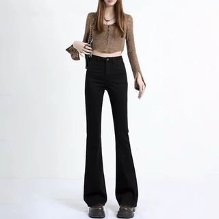 Black High Waisted Flared Jeans