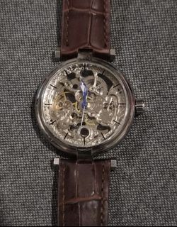 Forsining Mechanical Skeleton 40mm Watch with Brown Leather Strap unisex